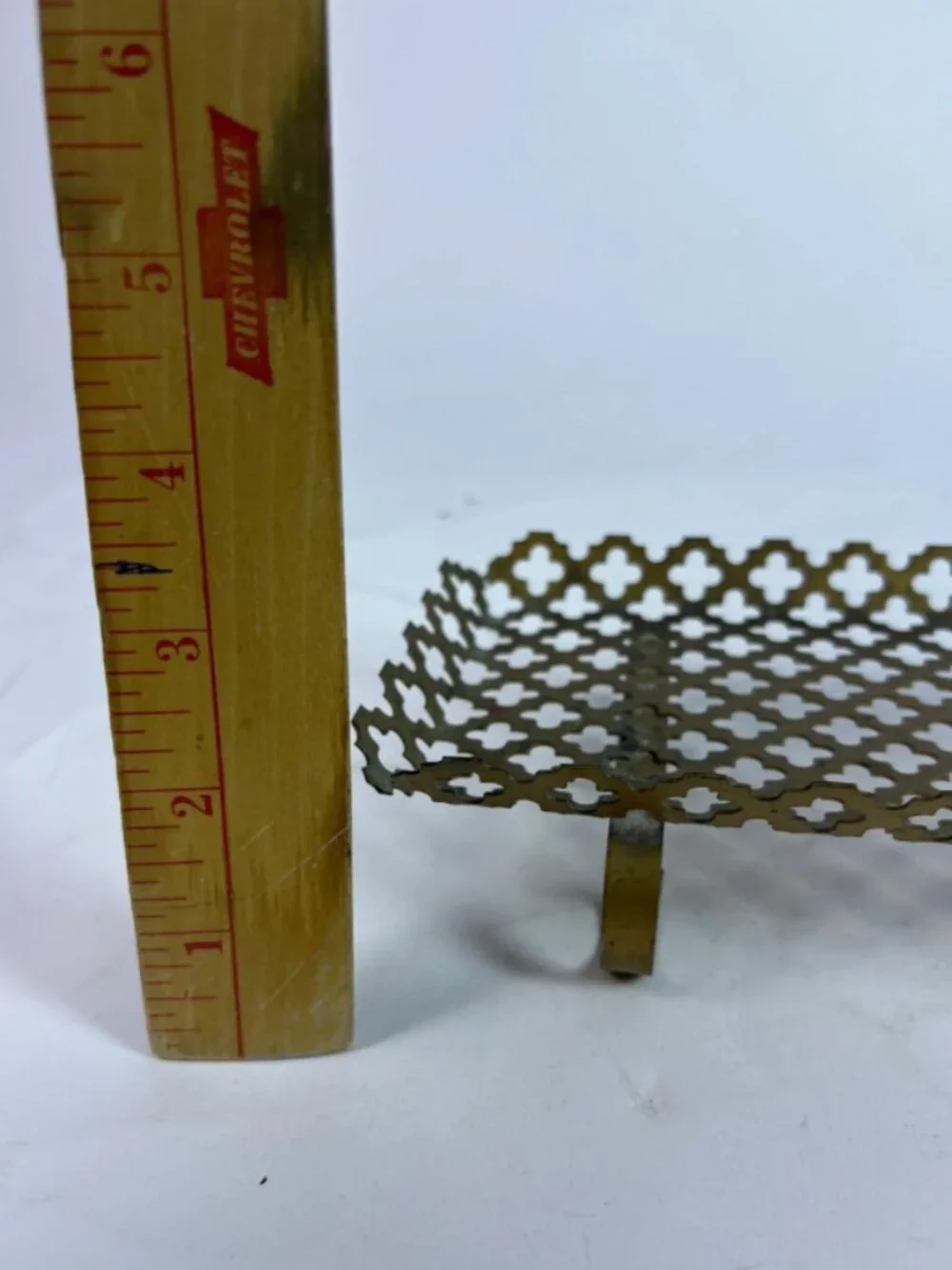 Vintage MCM Brass Wall Shelf | Clover Cutout Hanging Shelf | Hollywood Regency